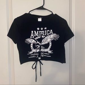 Fashion Nova Vintage Lace up crop top - large